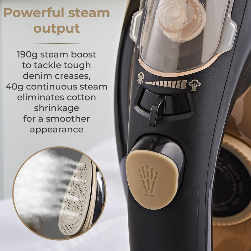 Tower Ceraglide Steam Iron with Fast Heat-Up, Extra Long 3 Metre Power Cord, 3100W