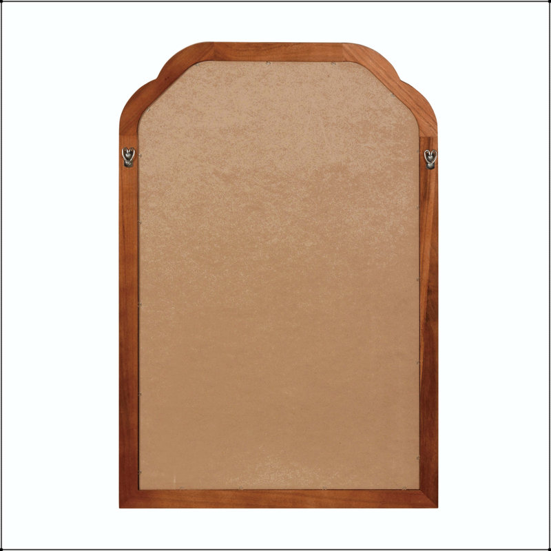Miroir rectangulaire en bois massif avec coins arrondis en brun jaunâtre (24 x 36), Yellow Brown, Irregular