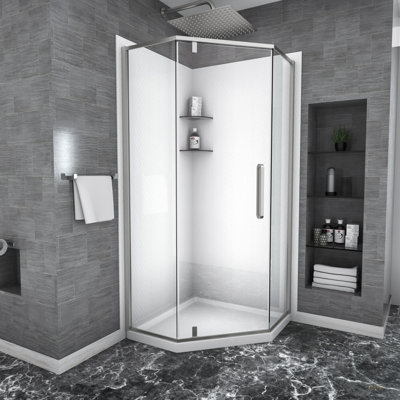 Porte de douche 34-1 / 8 "X 72" Cabine de douche semi-sans cadre à charnière
