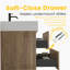 Meuble-lavabo Grace de 48 po avec lavabo en quartz d'ingénierie et tiroirs noirs doux, meuble-lavabo mural flottant pour salle de bain moderne, lavabo une pièce blanc brillant, KD-1413584590