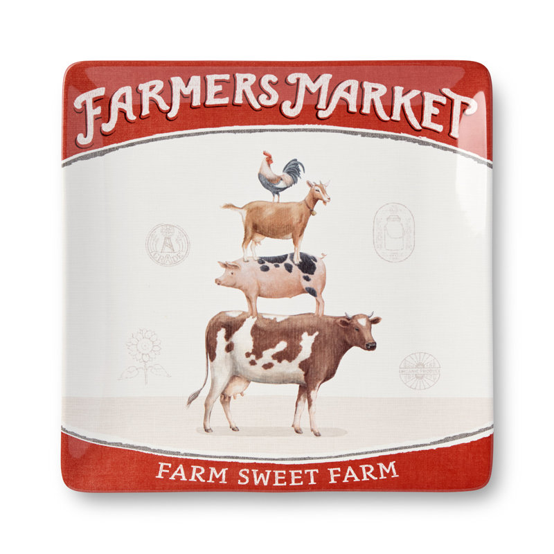 Vintage Farm Square Platter 12.5"