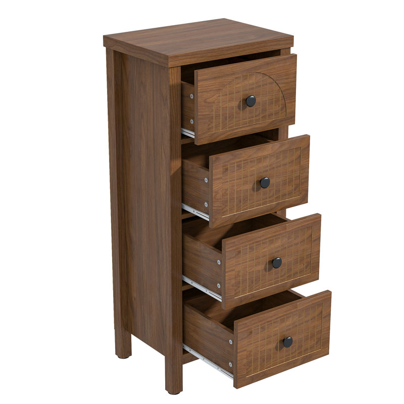 4 Drawer Dressers, Fluted Chest of Drawers for Bedroom Living Room Hallway, Walnut