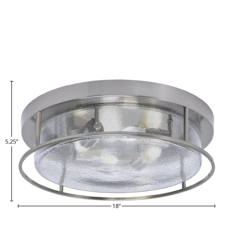 18" Flush Mount, 4-Bulbs, Shown In Brushed Nickel Finish With Smoke Bubble Glass