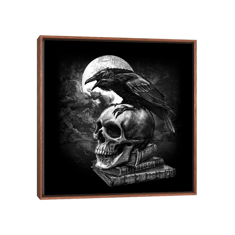 Poe's Raven - Wall Art Print - Framed Canvas, 26" H x 26" W, Framed Print without Mat, Brown