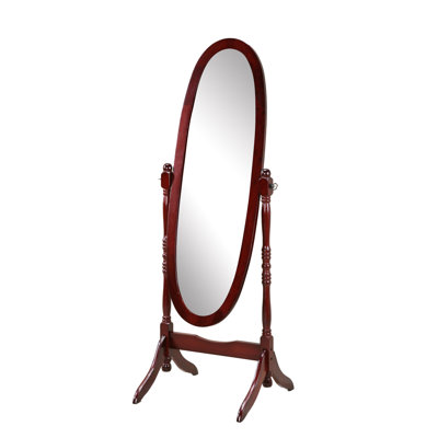 Cherry Finish Wood Floor Mirror For Traditional. Body Reflection Tiltable Mirror. Freestanding And Stable. 16D X 22.5W 59.12H In Traditional Queen Mirror, Cherry. With Tilt. Stable Freestanding.