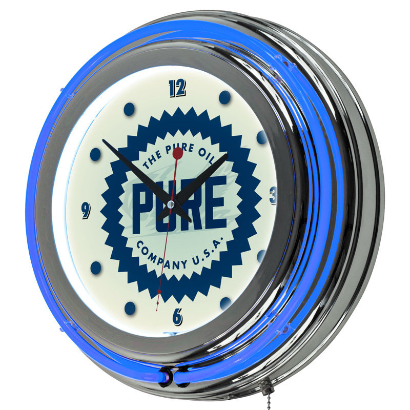 Pure Oil Wordmark Glass Wall Clock