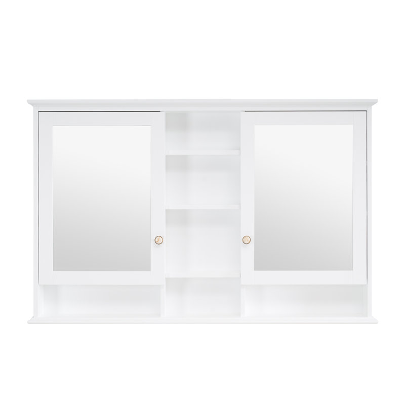 Armoire à pharmacie avec miroir et 9 tablettes fixes l 55 po x H 35 po, Blanc