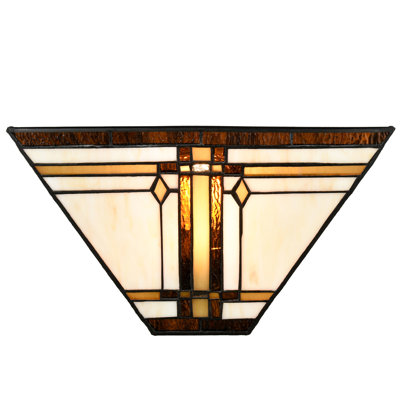 Applique murale Tiffany Styly avec abat-jour en vitrail brun
