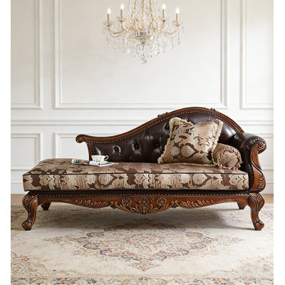 Chaise longue de chambre à coucher en caoutchouc et tissu brun, style campagnard américain