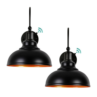 2-Pack Dusk To Dawn Sensor Gooseneck Barn Light - Farmhouse Outdoor Wall Sconce In Black And Gold(Bulb Not Include)