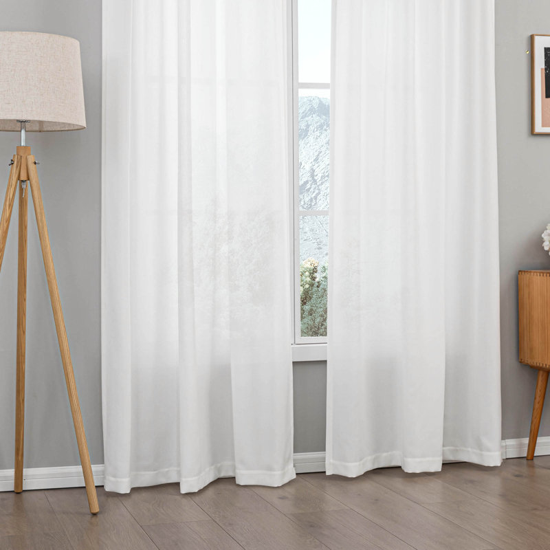 Paire de rideaux semi-transparents Dabachi, L 52 po x L 84 po, Blanc