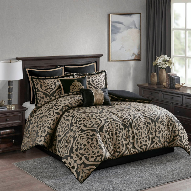 8PCS Cal King Jacquard Comforter Set, Cal King Sheet Set + 7 Additional Pieces