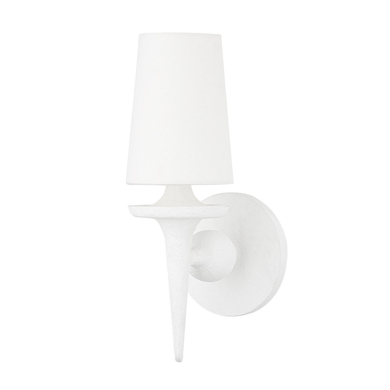 Torch 1 Light Wall Sconce, White Plaster