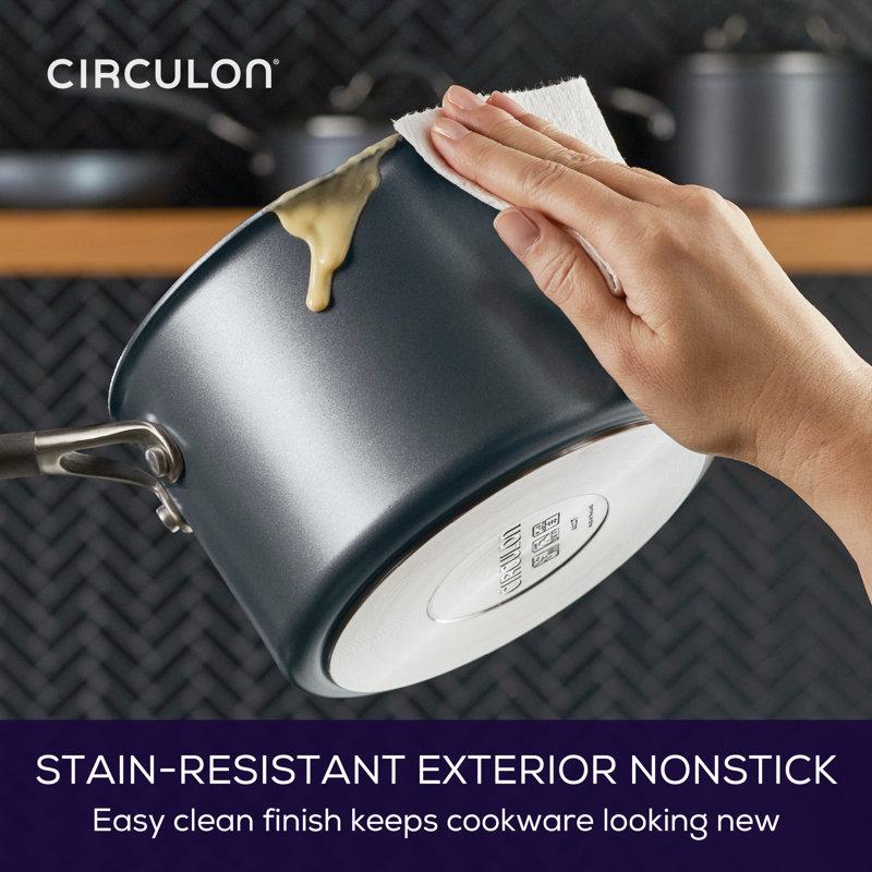 Circulon A1 Series with Scratchdefense Technology Nonstick Induction Straining Sauce Pan with Lid, 3 qt.