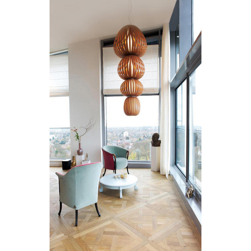 Totem 1 - Light LED Pendant, Natural Cherry, 2700K LED, 61" H x 28.7" W x 28.7" D