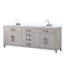 Meuble-lavabo double en chêne blanc 84 po X P 22 po D, dessus en quartz blanc et ensemble de robinet-117980272