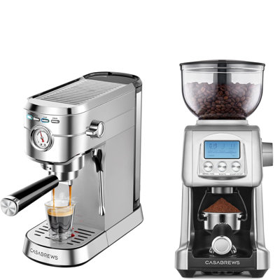 CASABREWS 20 Bar Espresso Machine with Coffee Grinder, 77 Grind Settings Conical Burr Grinder for Latte, Cappuccino and Espresso