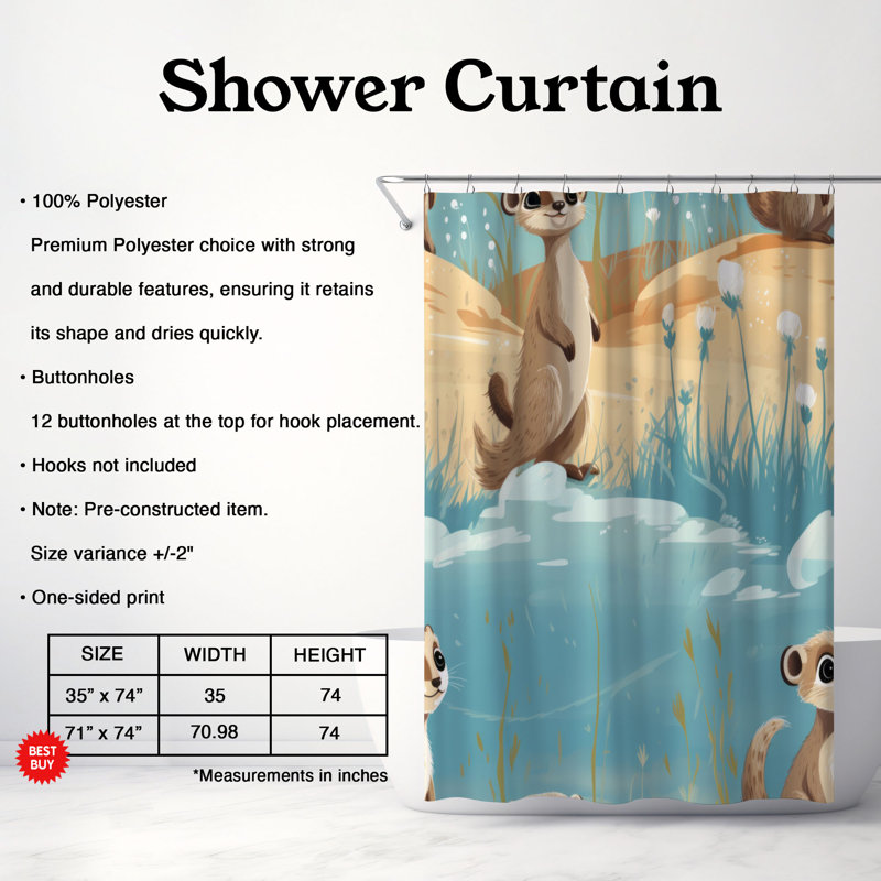 Baby Suricate - Rideau de douche Premium, L 71 po x L 74 po