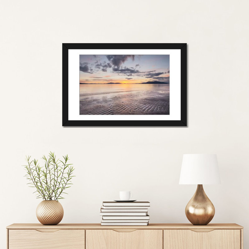 «Samish Bay Sunset II», impression sur toile, Papier d'art encadré noir, Blanc, H 16 po x l 24 po x P 1 po