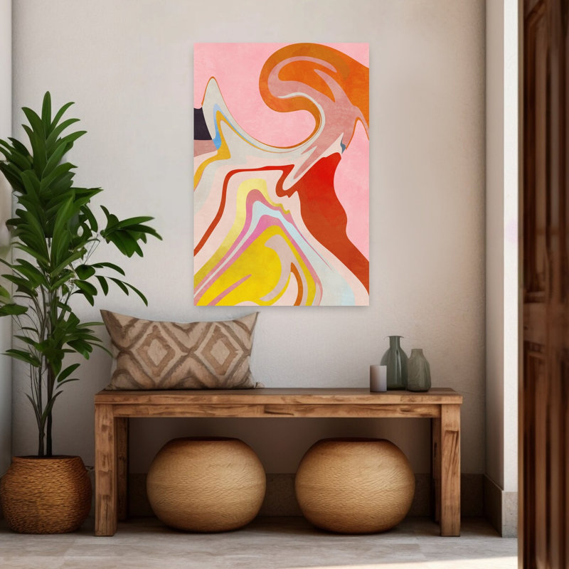 Art contemporain abstrait géométrique coloré, H 48 po x l 32 po