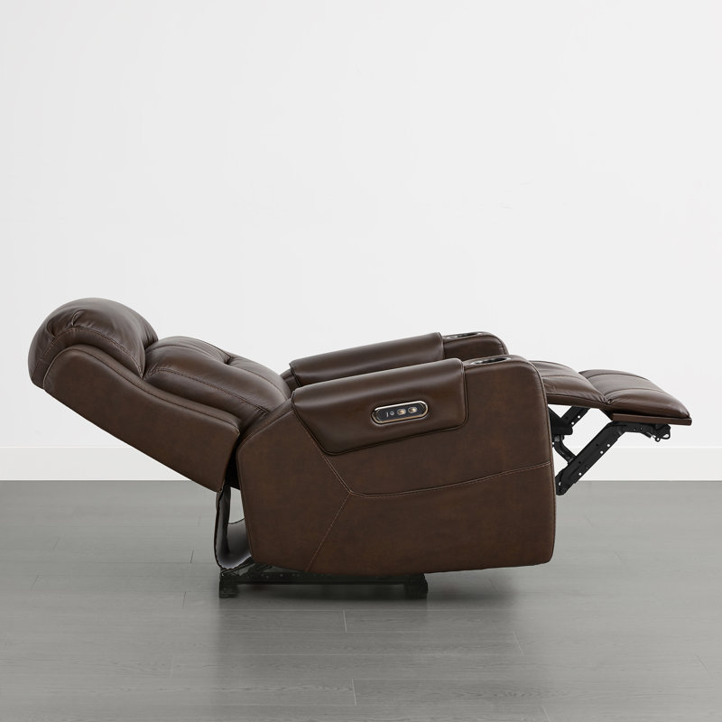 Fauteuil inclinable en cuir fleur 37 po, Brun
