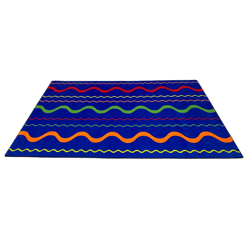 Tapis de classe KidCarpet.com à lignes ondulées, rectangle de 2,29 m x 3,66 m, Rectangle 7 pi 6 po x 12 pi