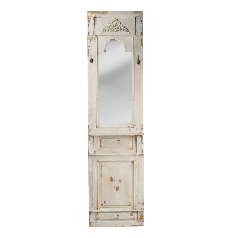 Miroir mural 20 po x 76 po, blanc antique rétro
