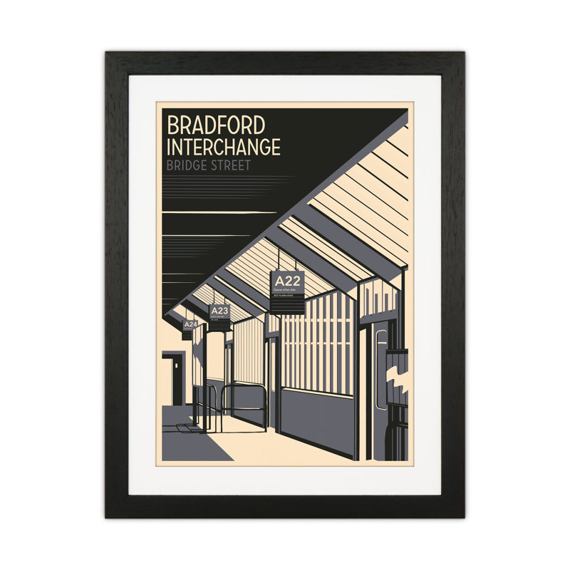 Bradford Interchange, Bridge Street Portrait by Richard O'Neill - Print, Black Framed, 43.5cm H x 33.5cm W x 3cm D