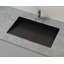Lavabo de salle de bain encastré en pierre noire encastré en résine de 25,2 po x 16,1 po Badeloft UB-04-L-MBLK-138187392