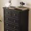 Armoire de rangement simple en bois massif noir à 6 tiroirs