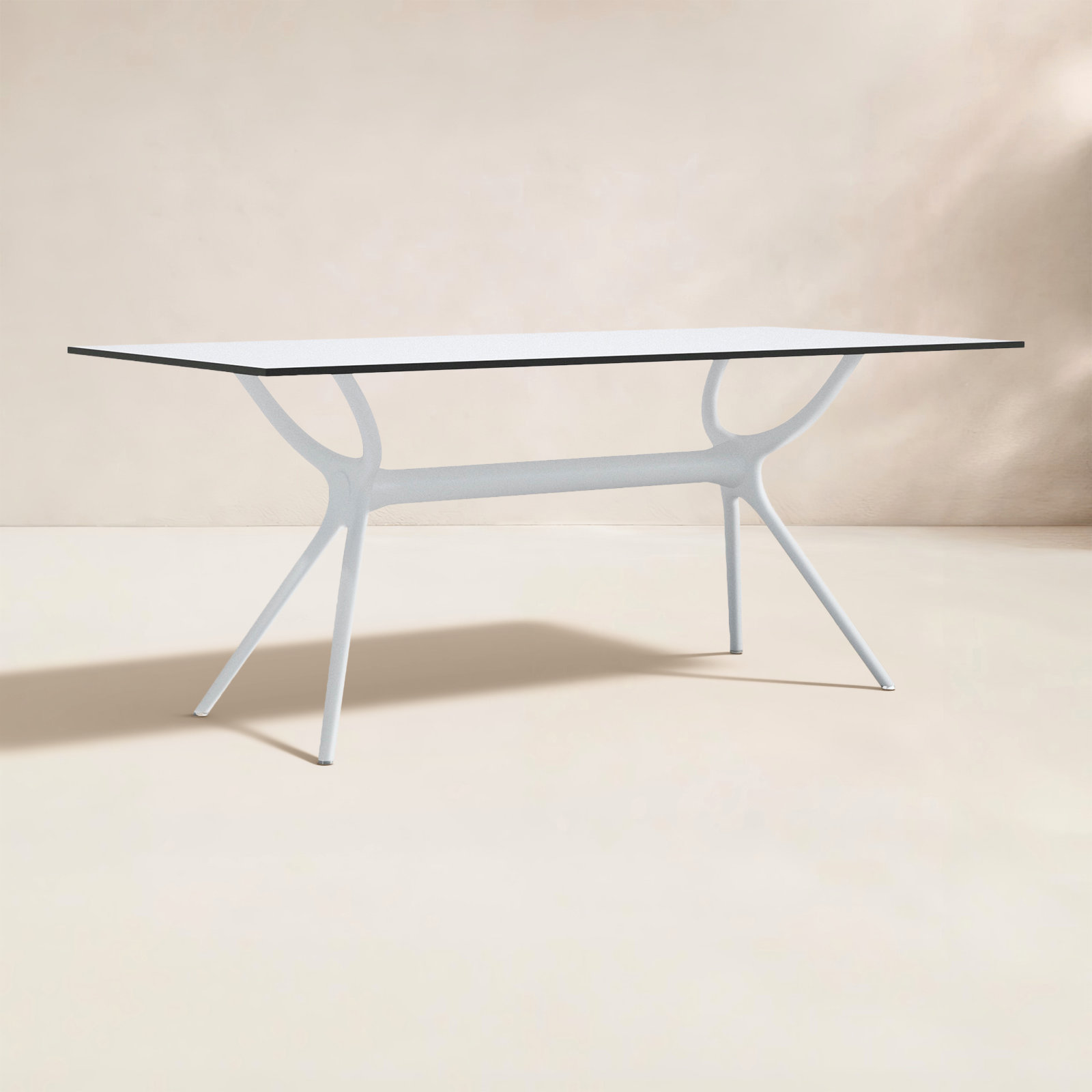Farrah Patio Dining Table, White, 29.5" H x 55" L x 31.5" W