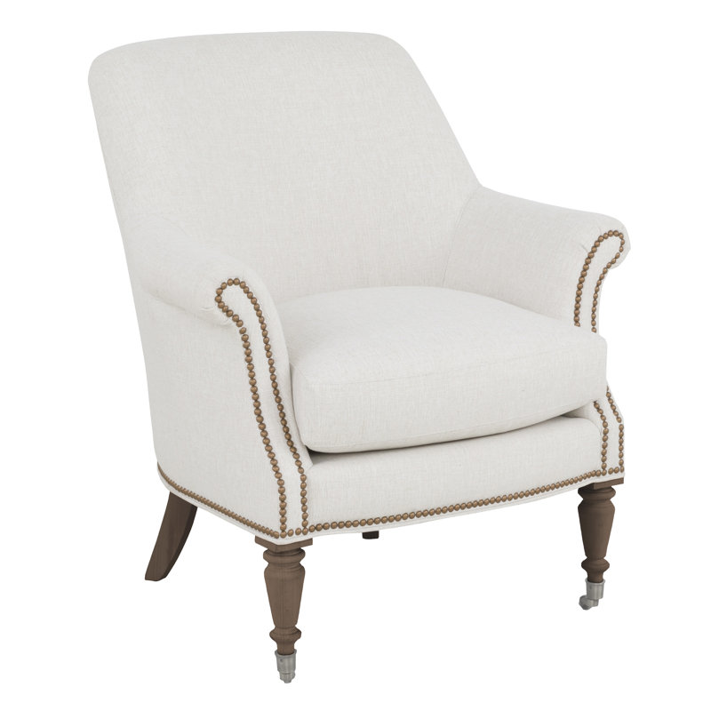 Upholstered Armchair, Almond Buff, Small Brass, 1130 Pottery
