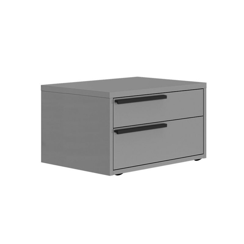 Table de chevet droite Rossmoor en blanc ultrabrillant avec poignée noire., Gris, Gauche