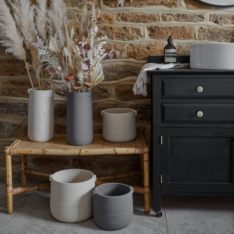 Aurora Terrazzo Handle Planter, Slate Grey