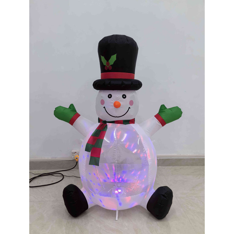 Lighted Inflatable Snowman With Top Hat Outdoor Christmas Decoration - 4'