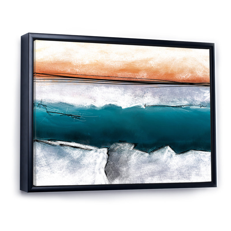 Marbre bleu électrique à rayures - reproduction sur toile, H 16 po x l 32 po x P 1 po, Toile avec cadre flottant noir