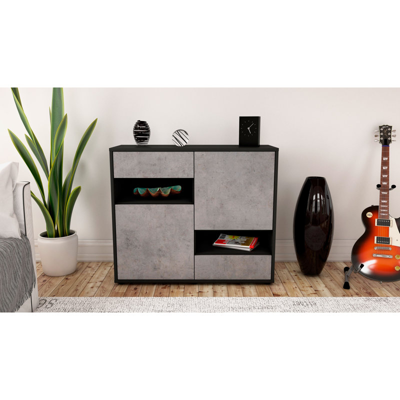 Ramsel 92cm Sideboard, Anthracite/Concrete