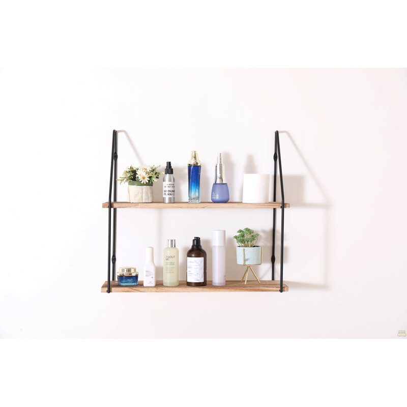 Floating Shelf With Metal Brackets, Wall Mounted Rustic Wood Wall Storage, Decorative Hanging Display