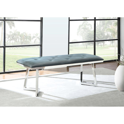 Banc rembourré en velours Onetha en gris et chrome