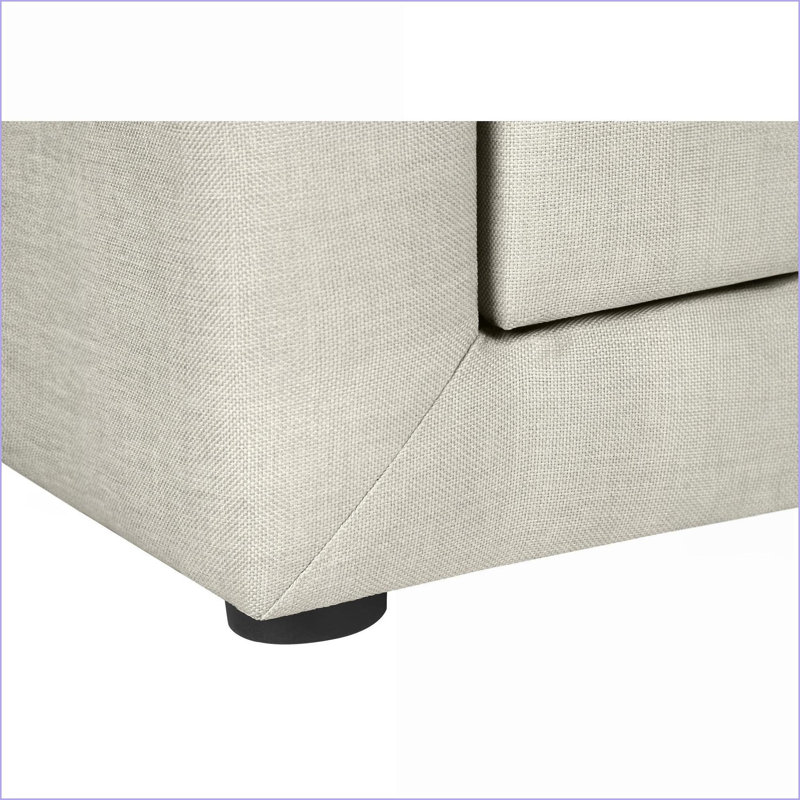 Table de chevet transitionnelle beige à aspect lin avec 2 tiroirs - sans assemblage