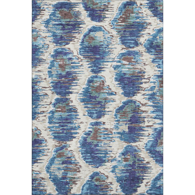 Premium Machine Washable Prisco Blue Rug