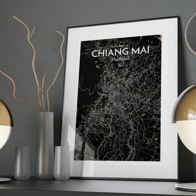 Chiang Mai City Map in Luxe 1 Piece Wall Art