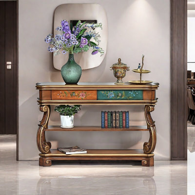 Console rustique sculptée