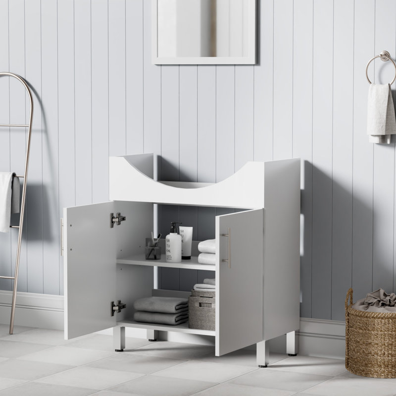 Base de meuble-lavabo simple 30 po seulement, base de meuble-lavabo autoportante ultrabrillante avec tablette réglable et portes à fermeture en douceur DTC, sans comptoir d'évier