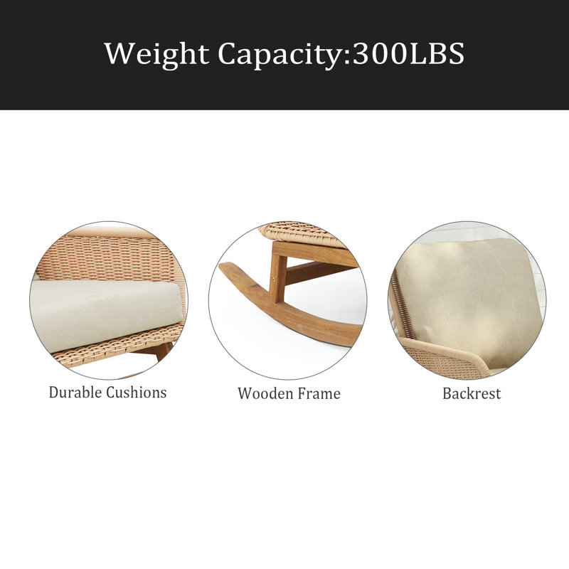 Chaise berçante contemporaine minimaliste en osier, Naturel, Beige