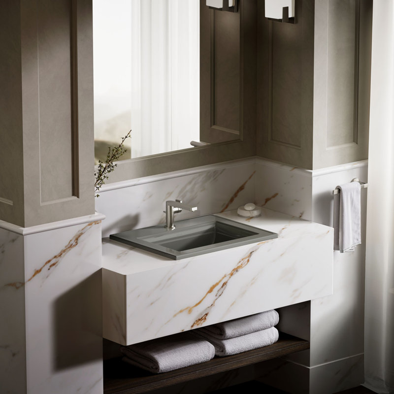 Memoirs® Stately Drop-in Bathroom Sink, Single Hole, Thunder Gray