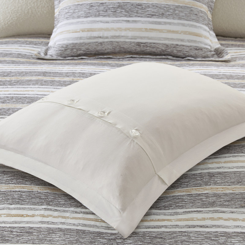 Ivory and Charcoal Cotton Jacquard Full Duvet Set