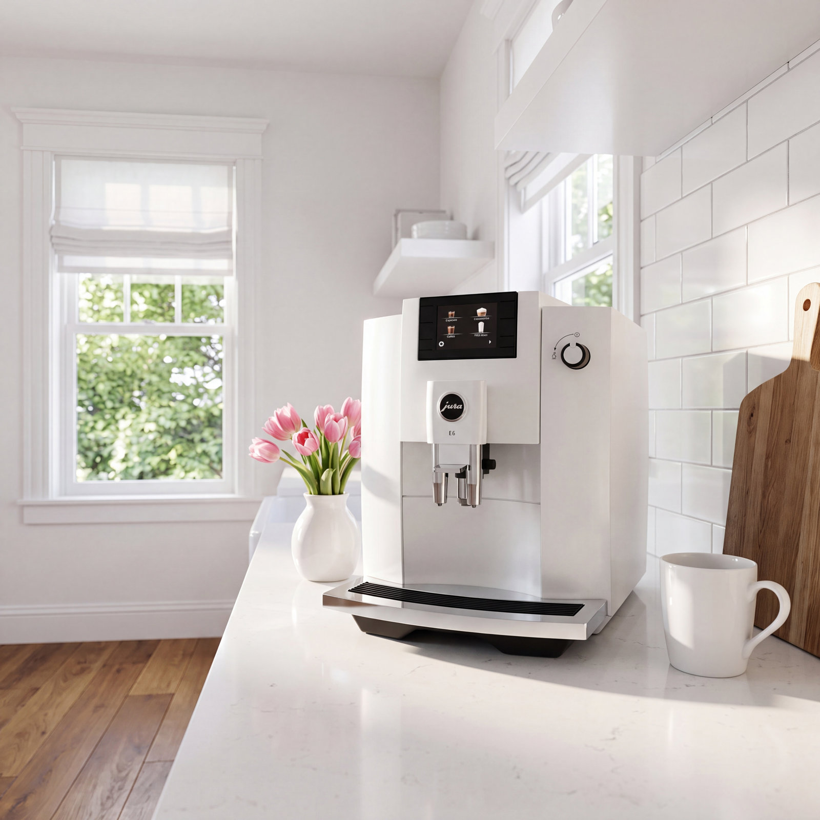 JURA E6 Automatic Espresso Machine, Piano White