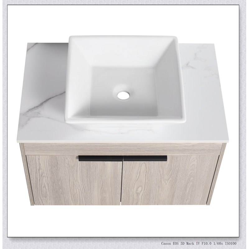 Ensemble de meuble-lavabo mural 30 po avec lavabo en céramique Modern Design