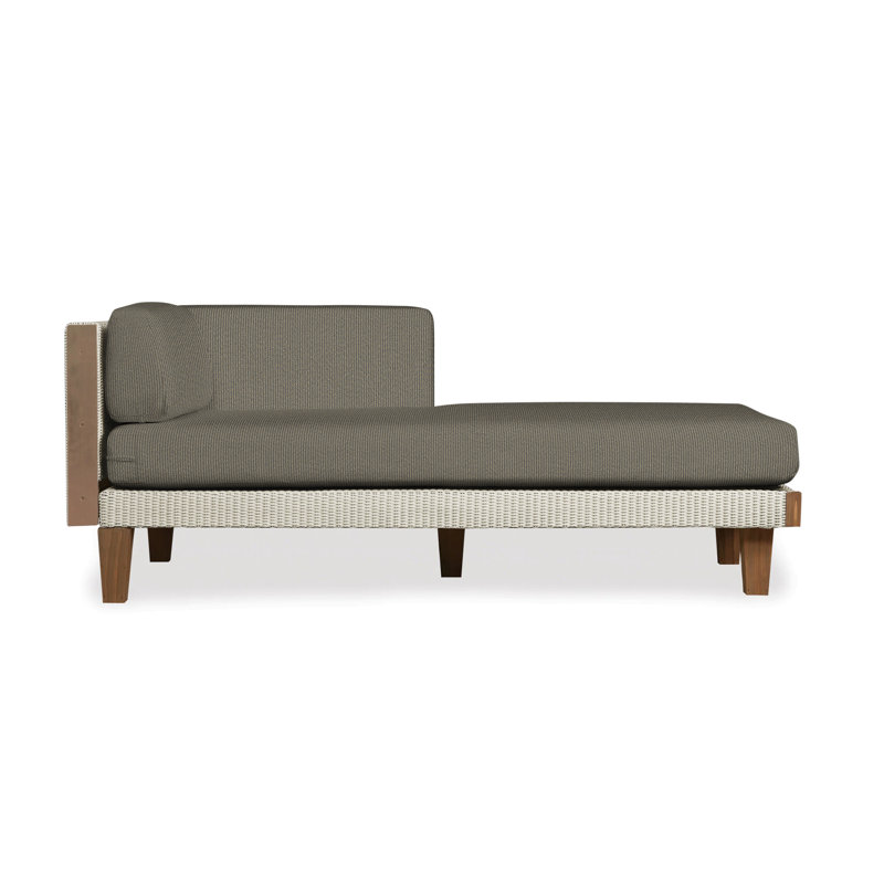 Catalina Outdoor Teak Chaise Lounge, Reflections Grass, Linen